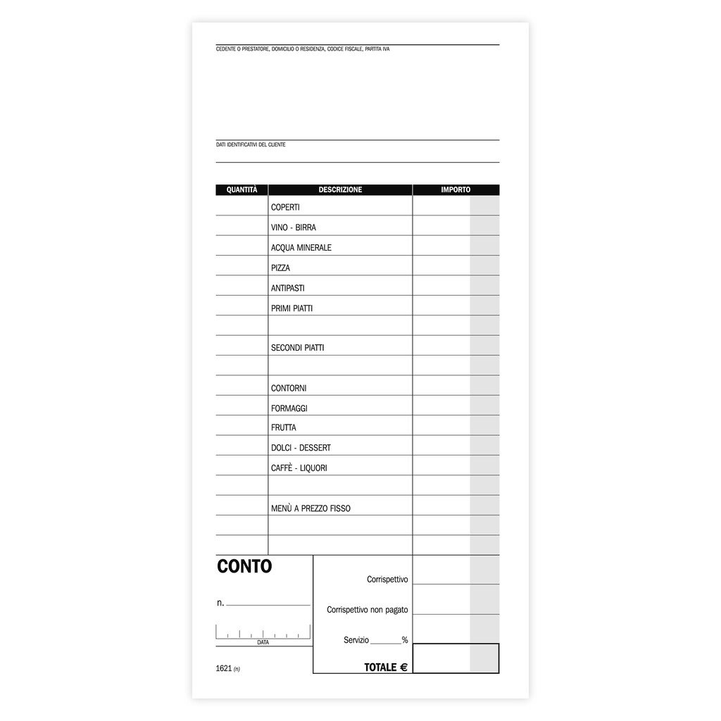 Blocco Data Ufficio conti ristorante – pizzerie – trattorie: 100 fogli, 21.5 X 10 cm - immagine 2
