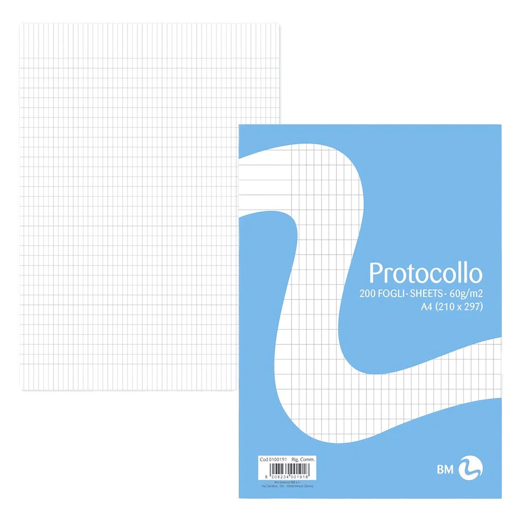Fogli protocollo BM: rigatura commerciale, 60 g/mq, cf. da 200 fg. - immagine 2