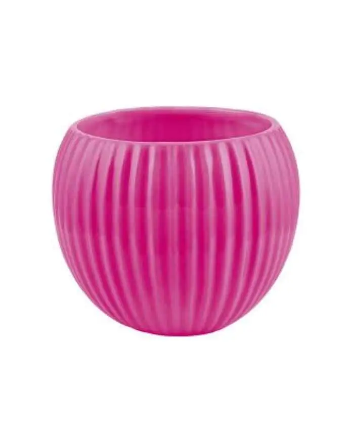 Sfera ceramica per orchidee decoro righe verticali cm 16 h13 colore fucsia – Disponibile dal 15-02-2025 - immagine 2