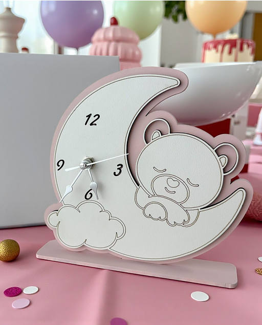 OROLOGIO LUNA E ORSETTO ROSA - immagine 2