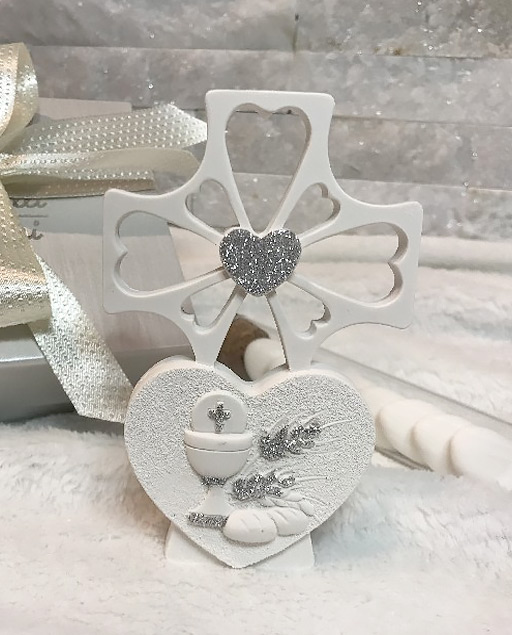 CROCE CUORE GLITTER COMUNIONE - immagine 2